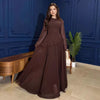 Women Chiffon Solid Ruffled Dress Flare Sleeve Round Neck Elegant Maxi Gown Evening Party Holiday Lady