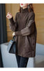 Women's Parkas Autumn Winter Loose Mid Long Casual Splicing knitted Warm Female Jacket Outwear Overcoat Woman