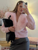 Knit Fluffy Cardigan Sweater Women's Ribbed Long Sleeve V-Neck Fluffy Elegant jacket Coat Female Knitwear Cardigan
