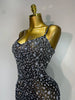 Rhinestones Sexy Mesh See Through Bodycon Dress Women Birthday Evening Cocktail party Gown Red Carpet Club Stage Outfit