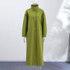 Women's Stand High Collar Single Metal Button Long Trench Coat Oversized Drop Shoulder Side Pocket Weekend Commute Casual Coat