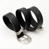 American Y2K Retro Rhinestones Belt Women Punk Hip Hop Rock Style Jeans Belts Black PU Leather Needle Buckle Belt