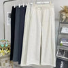 Autumn Winter Women Chic Designer Cotton High Waisted Sweatpants Lady Versatile Casual Solid Wide Leg Straight Leg Trousers
