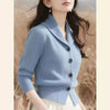 Spring Autumn Women Sweaters Elegant Solid Color Lapel Long Sleeved Knitted Cardigan Jacket Korean Female Knitwear Tops