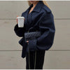 Spring Lace Up Trench Coat Women Solid Loose Large Lapel Long Sleeves Short Windbreaker Chic High Street Lady Outerwear