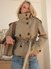 Autumn Stand Collar Trench Coats For Women Long Sleeve Belt Double Breasted Jacket Lady High Street Chic Outerwear