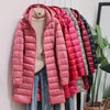 Outerwear Winter Women Korean Slim Remove Hooded Parka Down Jackets Long Light Thin Coat Puffer Jacket