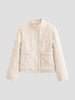 Women Tweed Jacket Stand Collar Fringe Tassel Textured Fabric Zip‑up Long Sleeve Pockets Cropped Coat Elegant Lady Outerwear