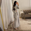 Spring Women Dress Set Minimalist Stand Collar Knot Button Slit Hem Long Dresses All-match Skirts Lady Street Gown