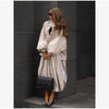 Women's Brown Stand Up Collar Long Long Trench Coat Lantern Sleeve Side Slit Loose Windbreaker Spring Autumn Coat