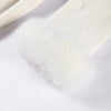 White Fur Patchwork Lace-up Overcoats Women's Street V-neck Full Sleeve Long Woolen Coat Winter Ladies Thick Outwear