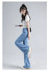 Loycell Sky Blue Ice Silk Boot Cut Pants Summer Casual High Waist Slim Simple Versatile Micro Flared Women's Jeans