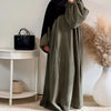 Dubai Corduroy Abaya for Muslim Women Eid Ramadan Modest Dress Loose Large Elegant Gown Islam Clothing Turkey Solid Robe
