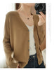 100% Cotton Women's Long Sleeve Top V-neck Coat Knitwear Cropped Coat Cardigans Sweaters Solid Casual 202