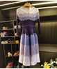 Designed Women's Pleated Dress O-neck Loose Fit Color Block Beaded Long Sleeve Female Clothing 9G1031