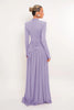 Women Glitter Maxi Evening Dress Deep V Neck Long Sleeve Ruched High Slit Formal Party Dress For Wedding Guest Prom