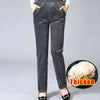Plus Size Autumn Winter Plush Thick Thin Elegant Women's Pants High Waist Fleece Pencil Pants Corduroy Leggings OL Trousers
