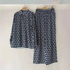 Women's Clothing Retro Geometric Printed Shirt Two-piece Set High Waist Wide Leg Trousers Set Set