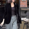 Autumn Black Velvet Women's Blazer Long Sleeve Single Button Casual Loose Temperament Suit Top Female Outerwear