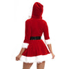 Women Half Sleeve Solid Ladies Santa Claus Xmas Theme Costume Cosplay Outfit Waistbelt Fancy Christmas Dress