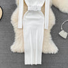 Elegant Turtleneck Long Sleeve Knit Soft Tight Pencil Dress with Belt Slim Warm Sweater Vestido Sexy Women Winter Robe