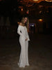 Women Sexy Lace Patchwork White Maxi Dress Flared Sleeve Off Shoulder Bodycon Gowns Lady Evening Night Party Robes