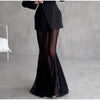 Elegant Solid Blazer Skirt Set Women Long Sleeve Button V-neck Blazer Lace See Through Long Skirts Spring Party Lady Suit