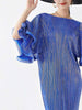 Elegant Pleated Long Dress For Women O-neck Flare Sleeves High Waist Solid Color Dresses Spring Clothing 2Z2387