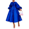 African Party Evening Dresses for Women Elegant Autumn Long Lantern Sleeve O-neck Midi Dress Birthday Dress for Women S-3XL