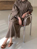 Women's Spring and Autumn Bubble Sleeve Casual Loose Straight Vintage Button Decorative Shirt Long Dress