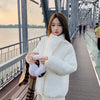 Women's Winter Lapel Puffer Jacket Loose Y2K Down Cotton Coat Woman Solid Color Casual Windproof Warm Cropped Parkas