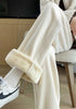 Winter Warm Thicken Lambwool Fluff Wide Leg Pants Women Korean Casual Snow Wear Pantalone Baggy Plush Fleece Spodnie