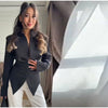 Solid Pleated Women's Jacket Chic V-neck Waist Cinched Single Breasted Tie Up Full Sleeve Coats Lady Autumn Woman Outerwear
