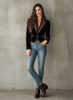 Nothched Collar Leopard Jacket for Women's Autumn Single Button Slim Velvet Vintage Elegant Office Lady Short Coat