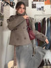 Elegant Women's Short Woolen Coats Stand Collar Double Breasted Long Sleeve Female Jacket Autumn Winter Lady Warm Outwear