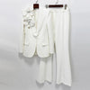 High Street Designer Runway Suit Set Women's Three Dimensional Flower Suit Jacket Trousers Pants Suit 2pcs