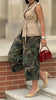 Women's Camouflage Streetwear Cargo Capri Pants High Waist Wide Leg Pockets Baggy Cropped Trousers Bottoms