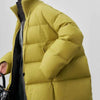 Women's Winter 90% Duck Down Jacket With Drawstring and Ribbed Collar Knitted Patchwork Oversized Warm Puffer Coat