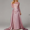 Elegant Satin Sequin Stitching Dress Glitter High Waist Gala Evening Dress Women Chic Long Sleeve Full Length Party Dress