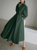 Spring Dress Long Sleeve Solid Color Elegant Maxi Dresses For Women Casual V Neck Shirt Party Long Dress Robe Femme