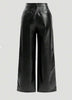 Womens casual elegant vacation solid color directional PU synthetic leather European and American pants