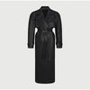 Street Pu Leather Women Long Coat Y2K Solid Belt Lapel Pocket Full Sleeve Female Jacket Autumn Winter Lady Outwear