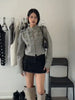 Retro Stand Collar Crop Jacket Chic Epaulet Shoulder Strap Double Breasted Button Slim Fit Coat Lady Casual Army Style Outerwear