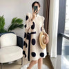 Sanzhai Pleated Ladies Windbreaker Coat Spring Autumn Single Breasted Stand Neck Printed Jacket Women Thin Long Outwear 4XL