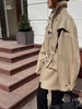Solid Oversized Tie-waist Cropped Trench Coat Women Drop Shoulder Outerwear Lady Spring Modern Edgy Streetwear Coat