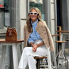 Chic Female Tweed Basic Jacket Coat Women Clothing Woolen Outerwear Long Sleeve Front Button Female Outerwear Chic Tops