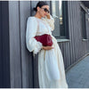 Women Pant Set Satin Lace Round Neck Puff Long Sleeve Button Front Drawstring Waist Blouse Cuffed Ruffle Hem Pants Elegant Suit
