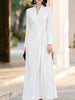 Women V Neck Long Sleeve Maxi Dress Elegant Ruched Waist Wrap Party Evening Gown Formal Cocktail Wedding Guest Dress