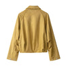 Women Lapel Long Sleeve Jackets Loose Casual Short Faux Suede Yellow Outwear Autumn High Street Chic Coat