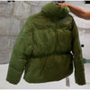 Glossy Stand‑Collar Drawstring Waist Back Zip‑Up Puffer Coat Winter Women Warm Padded Jacket Lady Cotton‑Padded Coat